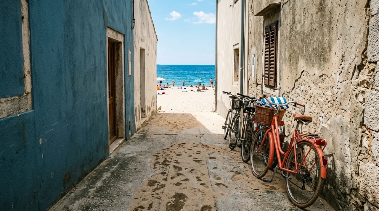 Passaggio pedonale tra le case e la spiaggia