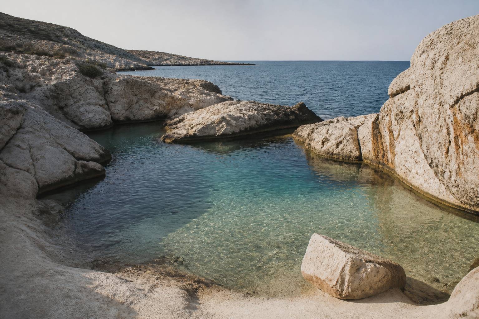 Piscina naturale nella roccia con acqua cristallina