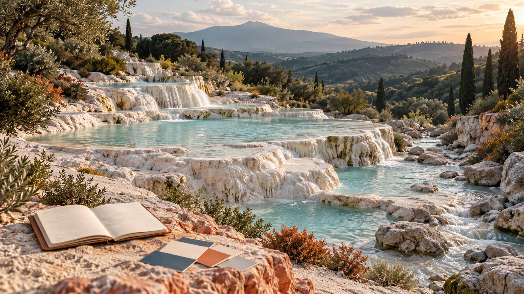 Illustration éditoriale du sujet : Bagni di San Filippo: Le Terme Segrete Nel Cuore Della Toscana