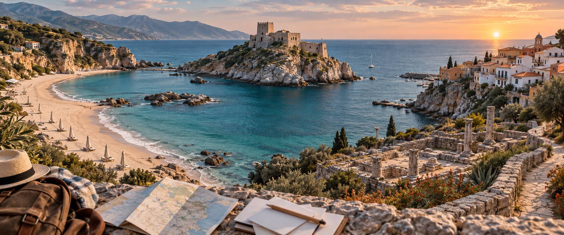 Illustration éditoriale du sujet : Esplorando l'incantevole Isola di Capo Rizzuto: un gioiello nascosto della Calabria