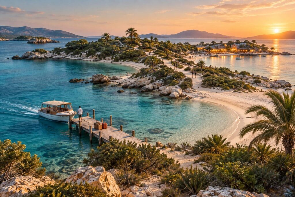 Illustration éditoriale du sujet : Fuga a Koh Lipe: l'isola paradisiaca con spiagge di sabbia bianca, acque cristalline e la tranquillità del viaggiare a piedi senza stress