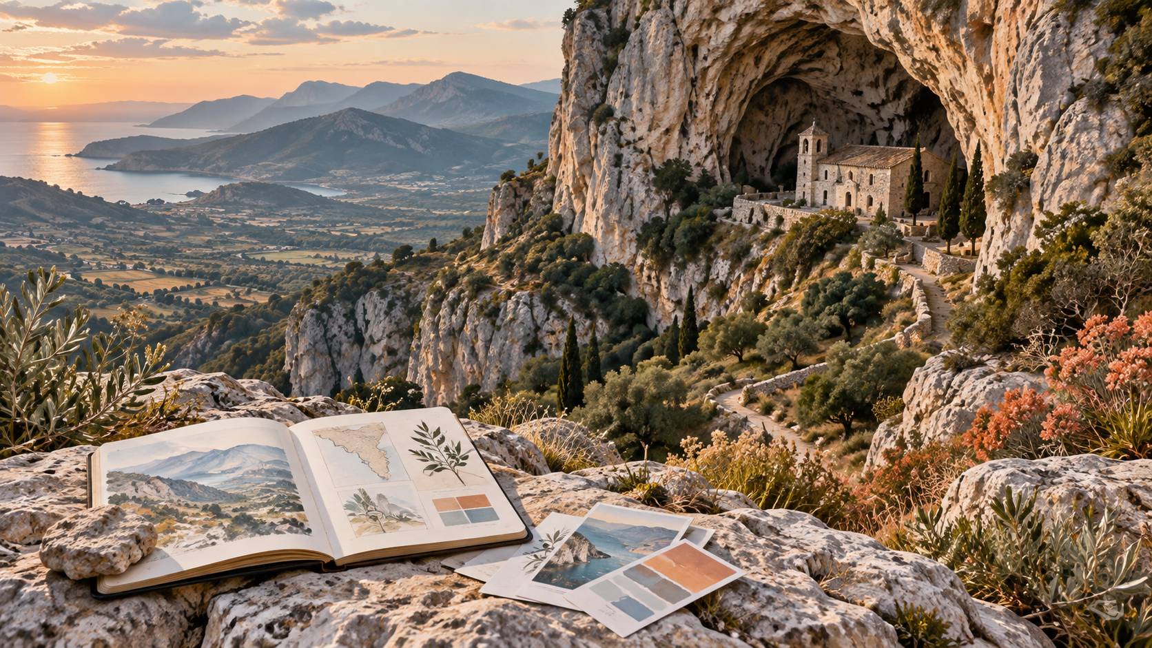 Illustration éditoriale du sujet : Genga da scoprire: un viaggio tra grotte misteriose, eremi nascosti e vallate incantate nel cuore delle Marche