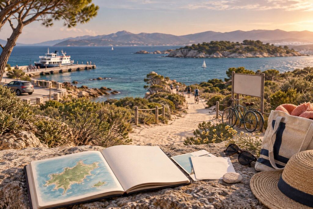 Illustration éditoriale du sujet : Isola di Porquerolles: consigli pratici e attività imperdibili per una visita da sogno