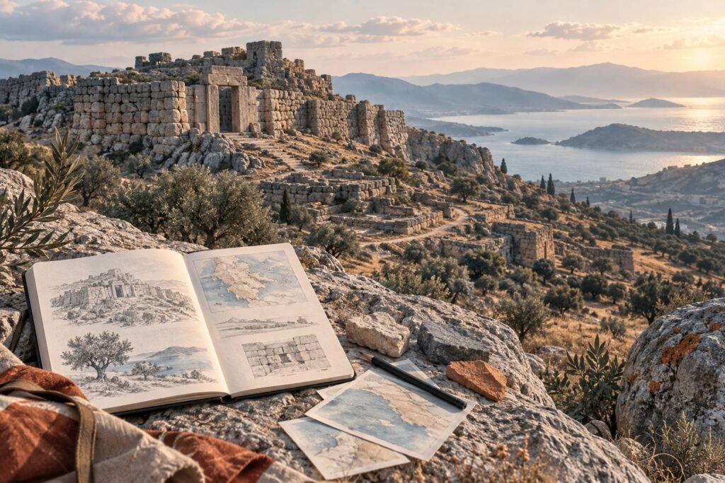 Illustration éditoriale du sujet : Micene: un tesoro archeologico imperdibile da esplorare